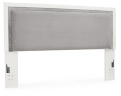 Maeling King Upholstered Panel Headboard White/Gray