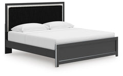 Zuraleus King Upholstered Panel Platform Bed Black