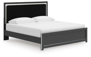 Zuraleus King Upholstered Panel Platform Bed Black