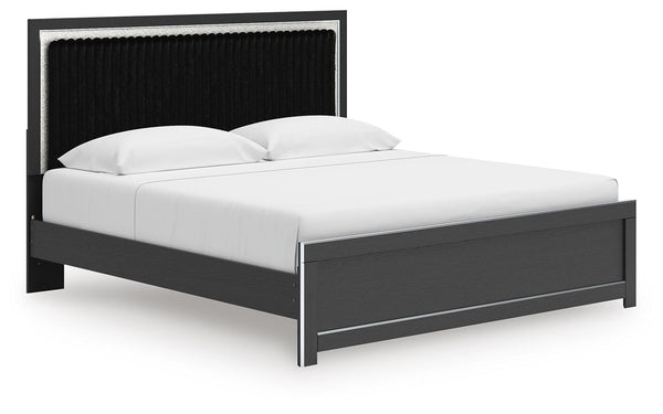 Zuraleus King Upholstered Panel Platform Bed Black