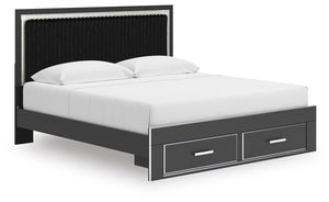 Zuraleus King Upholstered Panel Platform Storage Bed Black