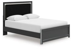 Zuraleus Queen Upholstered Panel Platform Bed Black