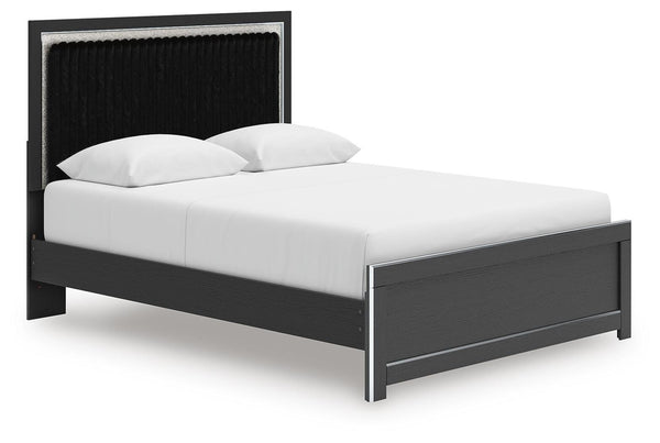 Zuraleus Queen Upholstered Panel Platform Bed Black