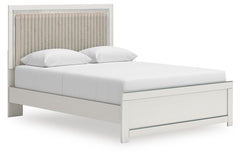 Zuraleus Queen Upholstered Panel Platform Bed White