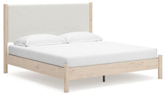 Cadmori King Upholstered Panel Bed Two-tone