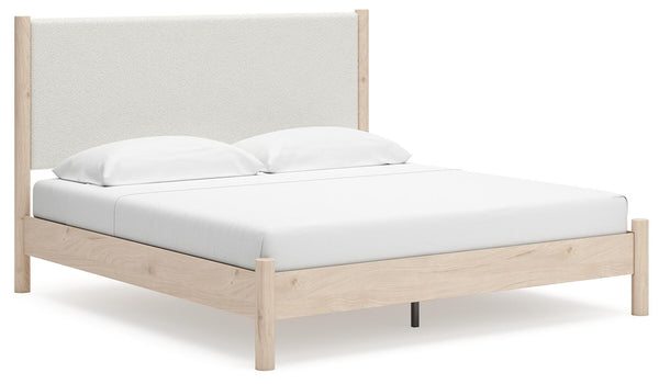 Cadmori King Upholstered Panel Bed Two-tone