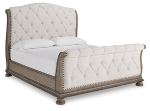 Ardenfield California King Upholstered Sleigh Bed Light Brown