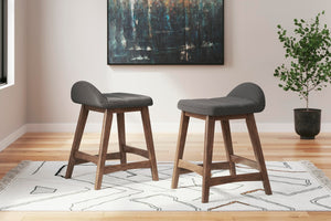 Lyncott Upholstered Counter-Height Barstool Charcoal/Brown