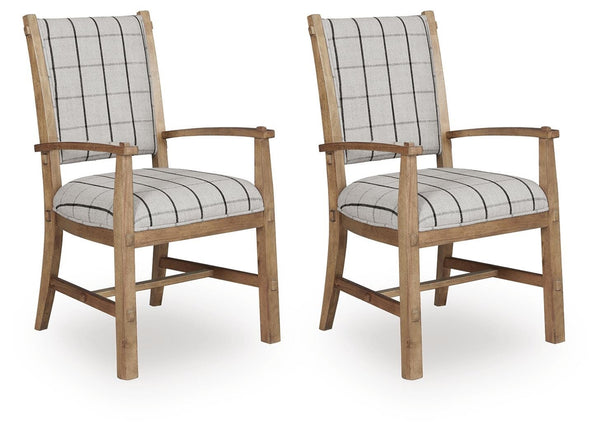 Ridgester Upholstered Dining Arm Chair Light Brown
