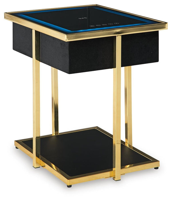 Rexwell Rectangle Accent Table with Speaker & USB Black/Gold Finish