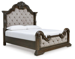 Maylee King Upholstered Bed Dark Brown