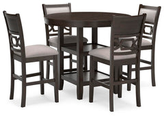Langwest Counter-Height Dining Table & 4 Barstools Brown