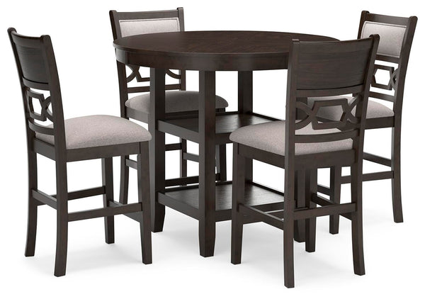 Langwest Counter-Height Dining Table & 4 Barstools Brown