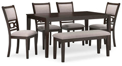Langwest Dining Table & 4 Chairs & Bench Brown