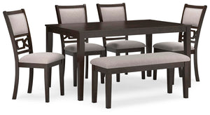 Langwest Dining Table & 4 Chairs & Bench Brown