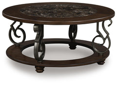Frallyn Round Coffee Table Dark Brown