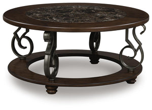 Frallyn Round Coffee Table Dark Brown