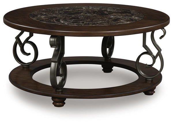 Frallyn Round Coffee Table Dark Brown
