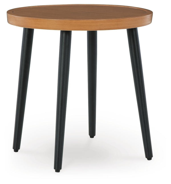 Horizon Hall Outdoor Round End Table Two-tone Brown