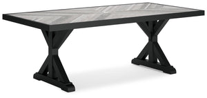 Beachcroft Outdoor Rectangle Dining Table with Umbrella Option Black/Light Gray