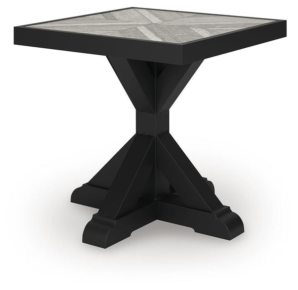 Beachcroft Outdoor End Table Black/Light Gray
