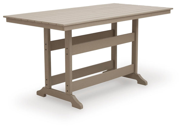 Seacliff Beach Outdoor Counter-Height Dining Table with Umbrella Option Medium Brown