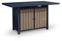 East Beach Outdoor Bar Table with Fire Pit Navy Blue/Driftwood