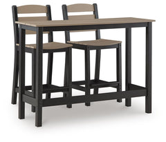 Shoreline Beach Outdoor Counter Table & 2 Barstools Black/Beige