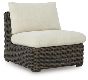 Kimora Outdoor Armless Chair with Cushion Beige/Dark Brown