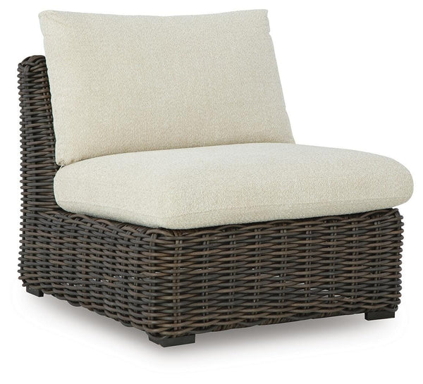 Kimora Outdoor Armless Chair with Cushion Beige/Dark Brown