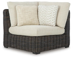 Kimora Outdoor Corner Chair with Cushion Beige/Dark Brown