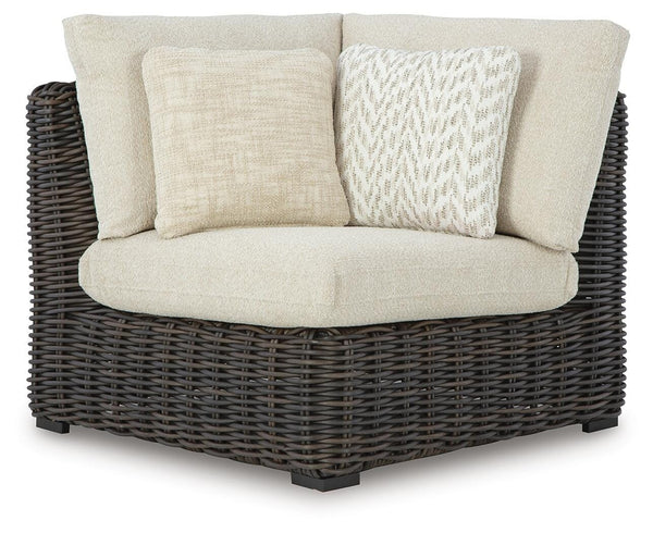 Kimora Outdoor Corner Chair with Cushion Beige/Dark Brown