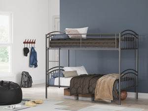 Lanceburg Twin over Twin Bunk Bed with Ladder Gray