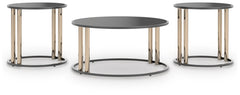 Hannerly 3-Piece Occasional Table Set Black/Gold Finish