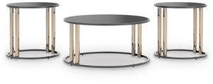 Hannerly 3-Piece Occasional Table Set Black/Gold Finish