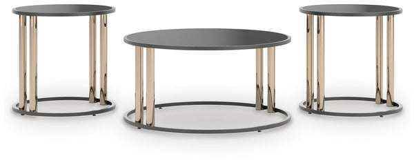 Hannerly 3-Piece Occasional Table Set Black/Gold Finish
