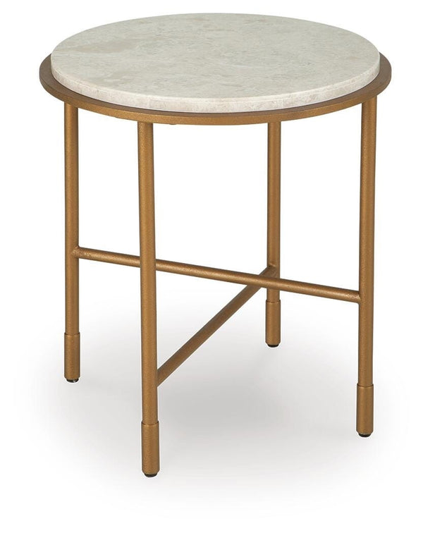 Alben Round End Table Antique Gold