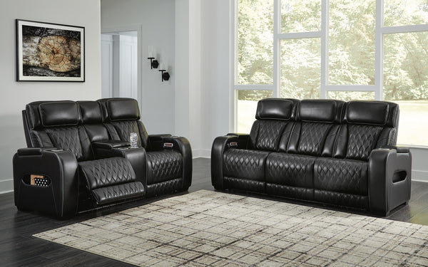 Boyington Power Reclining Sofa & Loveseat Black