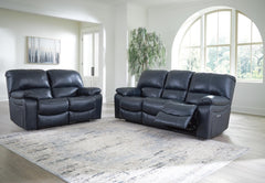 Leesworth Power Reclining Sofa & Loveseat Ocean