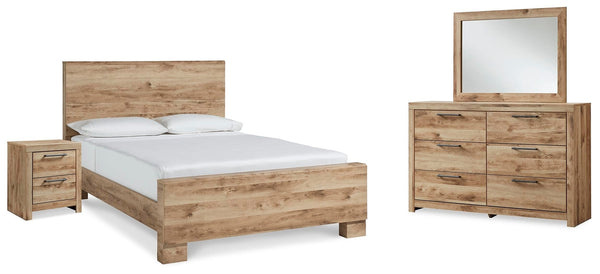 Hyanna Queen Panel Bed, Dresser, Mirror, & Nightstand Tan Brown