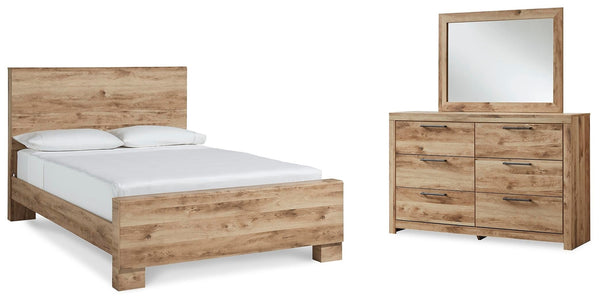 Hyanna King Panel Bed, Dresser & Mirror Tan Brown