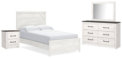 Gerridan Full Panel Bed, Dresser, Mirror & Nightstand White/Gray