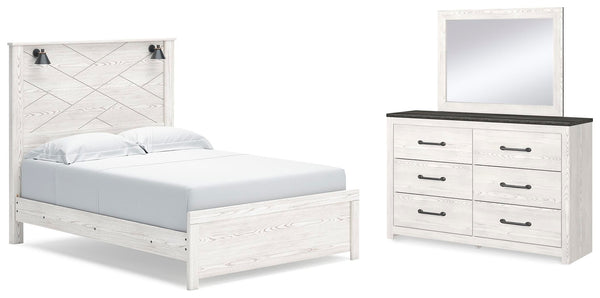Gerridan Queen Panel Bed, Dresser & Mirror White/Gray