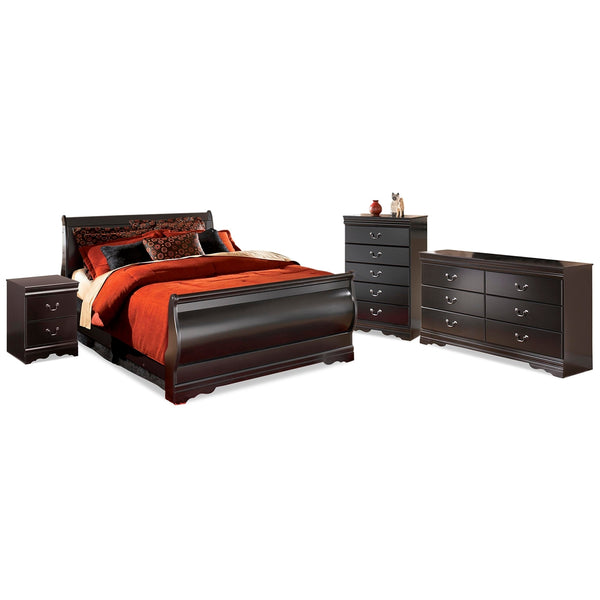 Huey Vineyard Full Sleigh Bed, Dresser, Mirror, Chest & Nightstand Black