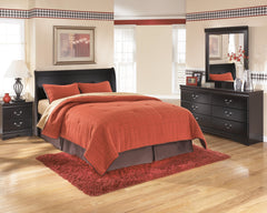Huey Vineyard Queen Sleigh Headboard, Dresser, Mirror & Nightstand Black