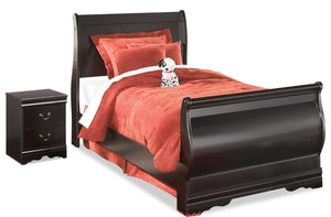 Huey Vineyard Twin Sleigh Bed & Nightstand Black