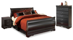 Huey Vineyard Full Sleigh Bed, Chest & 2 Nightstands Black