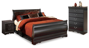 Huey Vineyard Full Sleigh Bed, Chest & 2 Nightstands Black