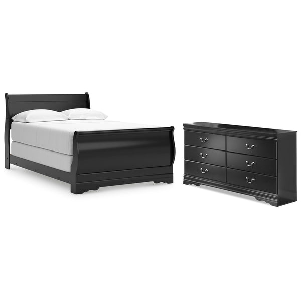 Huey Vineyard Full Sleigh Bed & Dresser Black