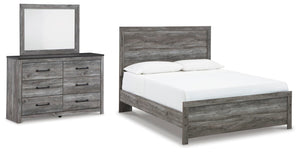 Bronyan Queen Panel Bed, Dresser & Mirror Dark Gray